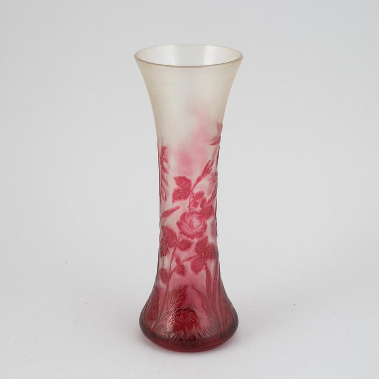 An early 20th century Art Nouveau glass vase, possibly Reijmyre, Sweden.