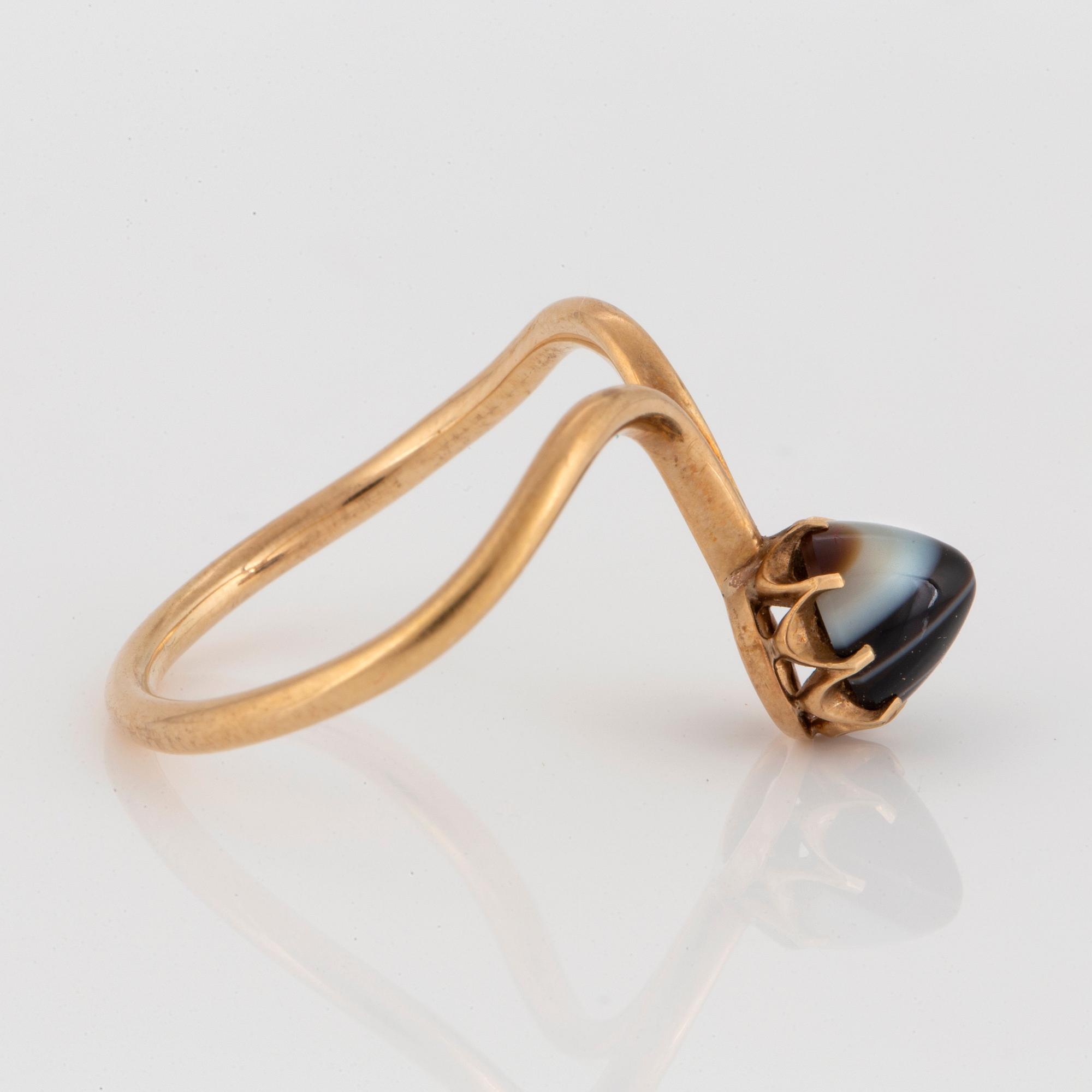 Ring 14K guld med bandad agat.