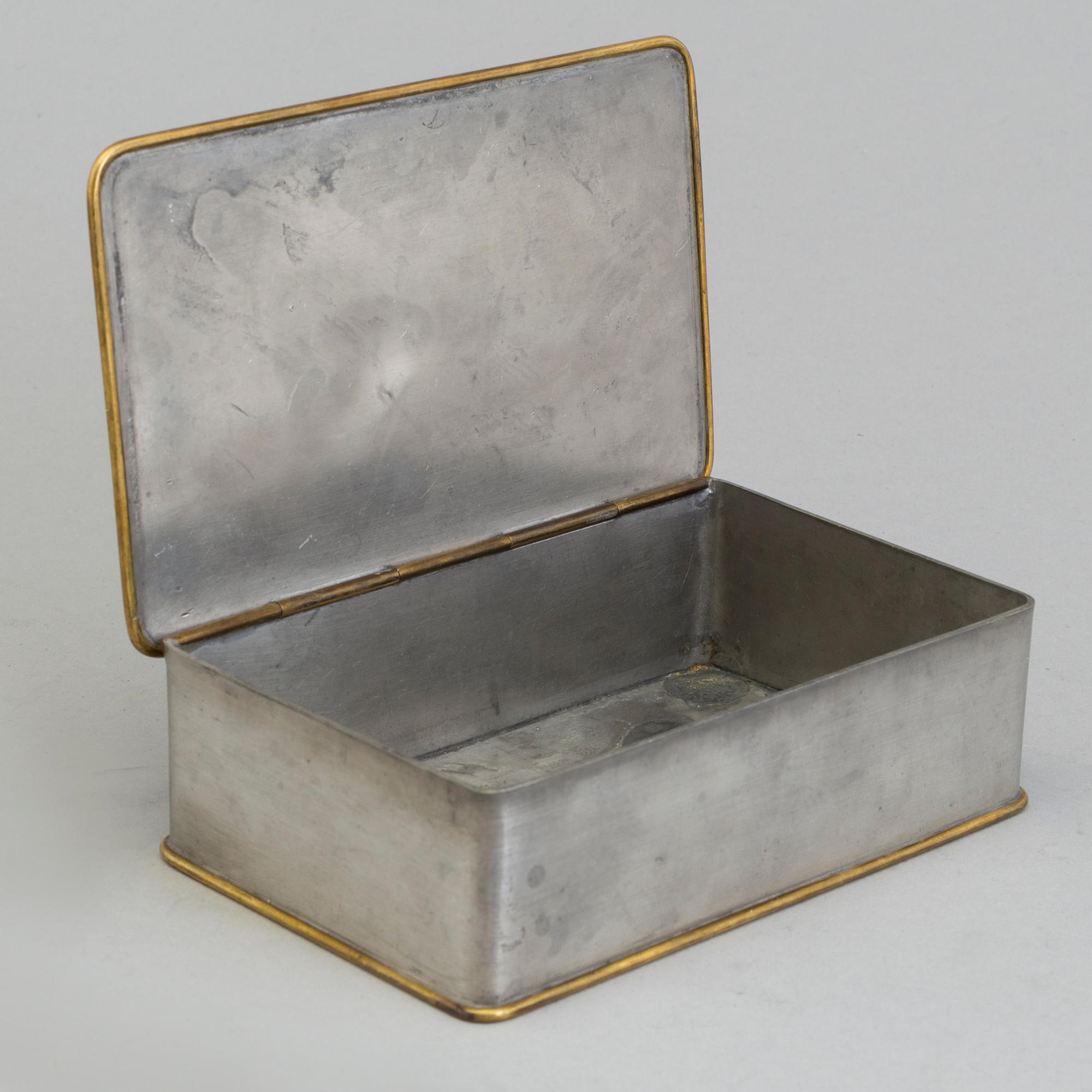 A Svenskt Tenn pewter and brass box,  Stockholm 1930.