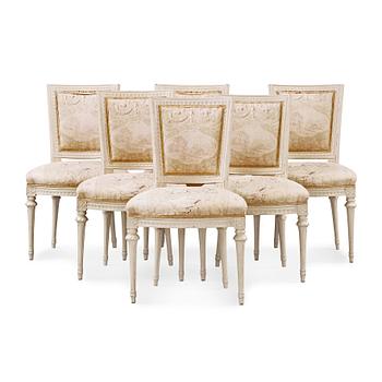 Six Gustavian chairs by Johan Erik Höglander, master 1777.