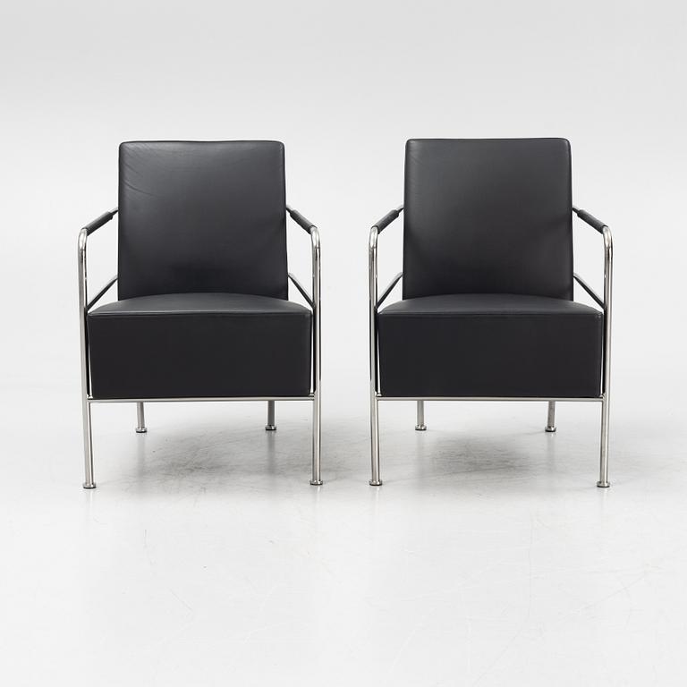 A pair of leather upholstered 'Cinema' Easy chairs by Gunilla Allard for Lammhults.
