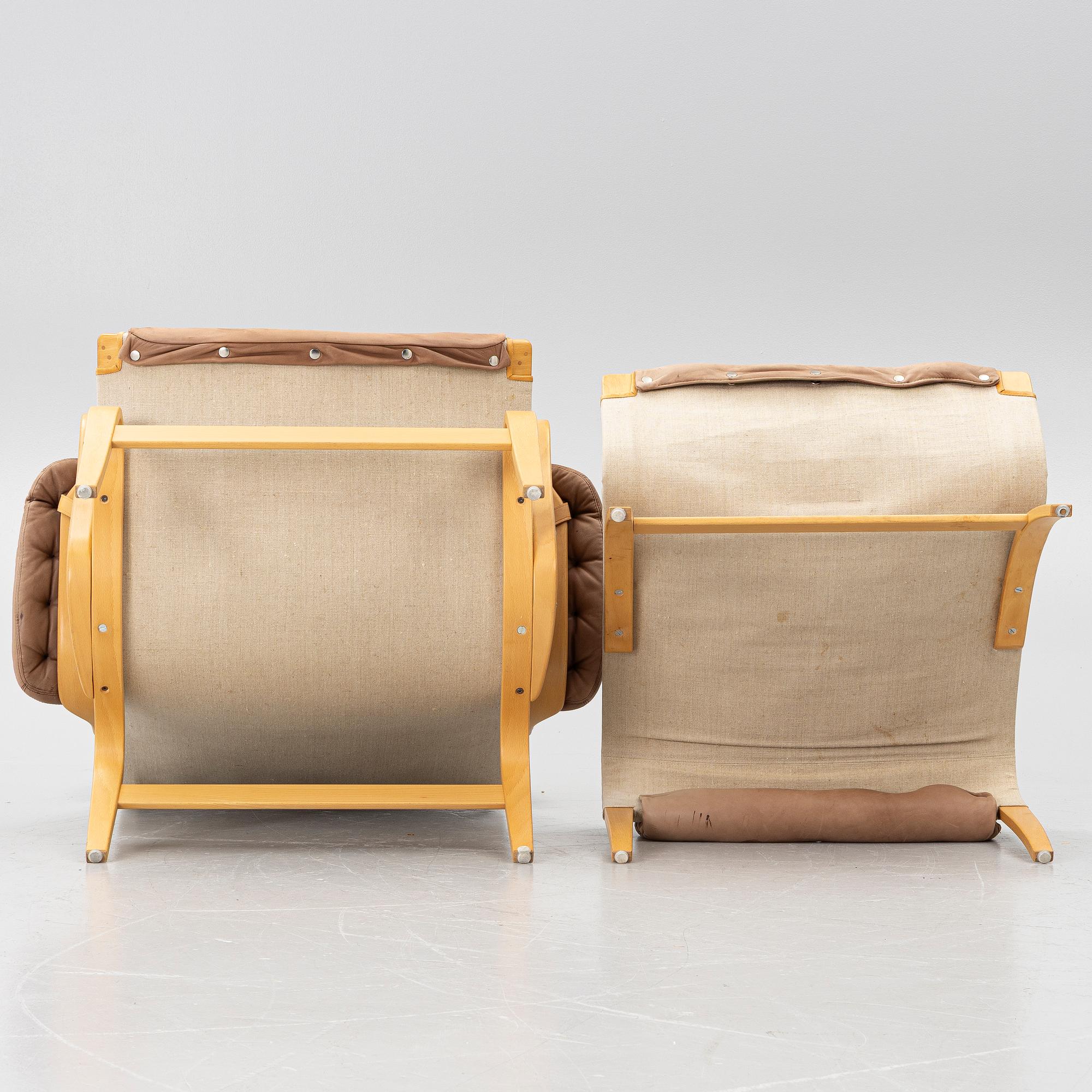 Bruno Mathsson, a 'Pernilla' armchair and ottoman, Dux.