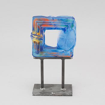 A signed glass sculpture by Kjell Engman for Kosta Boda.