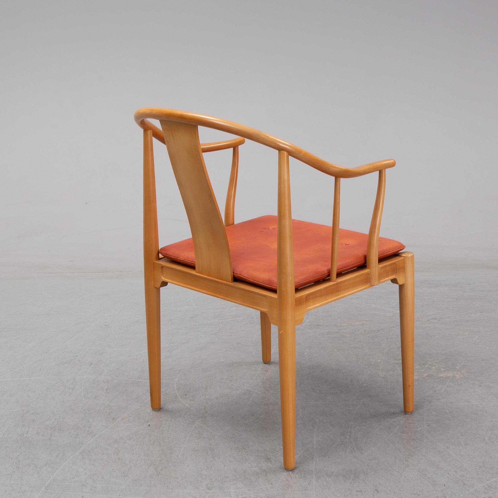 HANS J WEGNER, a cherry wood China chair from Fritz Hansen, Denmark,