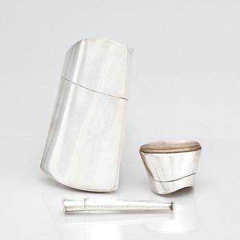 Vivianna Torun Bülow-Hübe, a silver box, an etui and a toothpick, executed in her studio in France, early 1960s.