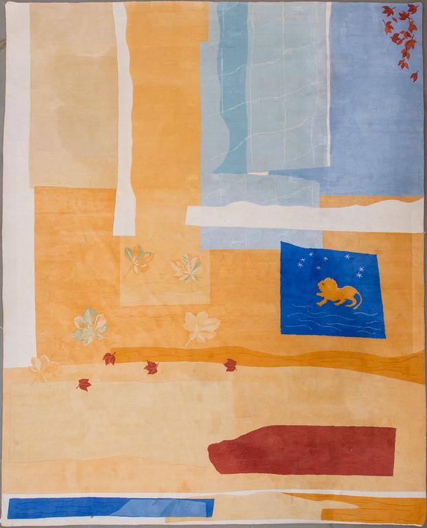 A knotted pile carpet by Anita Graffman, around 475 x 383 cm.