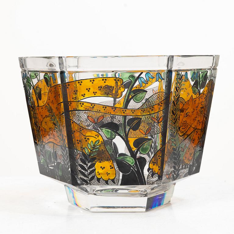 Gunnar Cyrén, a “Leopard Play” glass bowl, Orrefors, 1990.