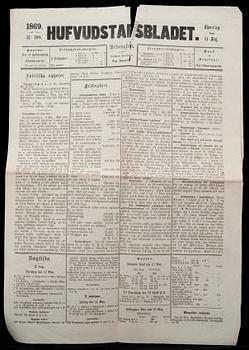 TIDNINGAR, 8 st, Hufvudstadsbladet, Helsingfors Tidningar m.fl. Helsingfors 1829-1881.