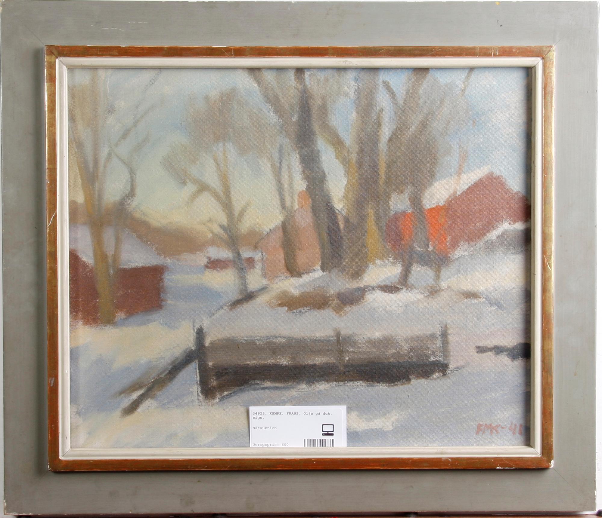 KEMPE, FRANS. Olja på duk, sign.