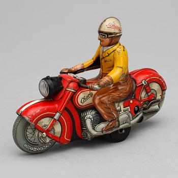 MOTORCYKEL, plåt, "Charly 1005", Schuco, Tyskland, omkring 1950.