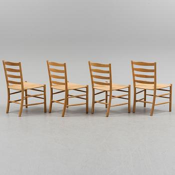 KAARE KLINT, four oak 'Kirkestolen' from Fritz Hansen, Denmark.