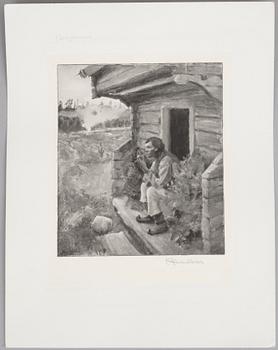 AKSELI GALLEN-KALLELA, 2 st. heliogravyrer, signerade.