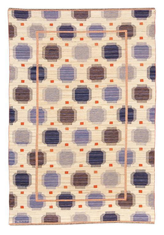 Märta Måås-Fjetterström, a carpet, "Blåplump", flat weave, ca 291 x 201 cm, signed AB MMF.