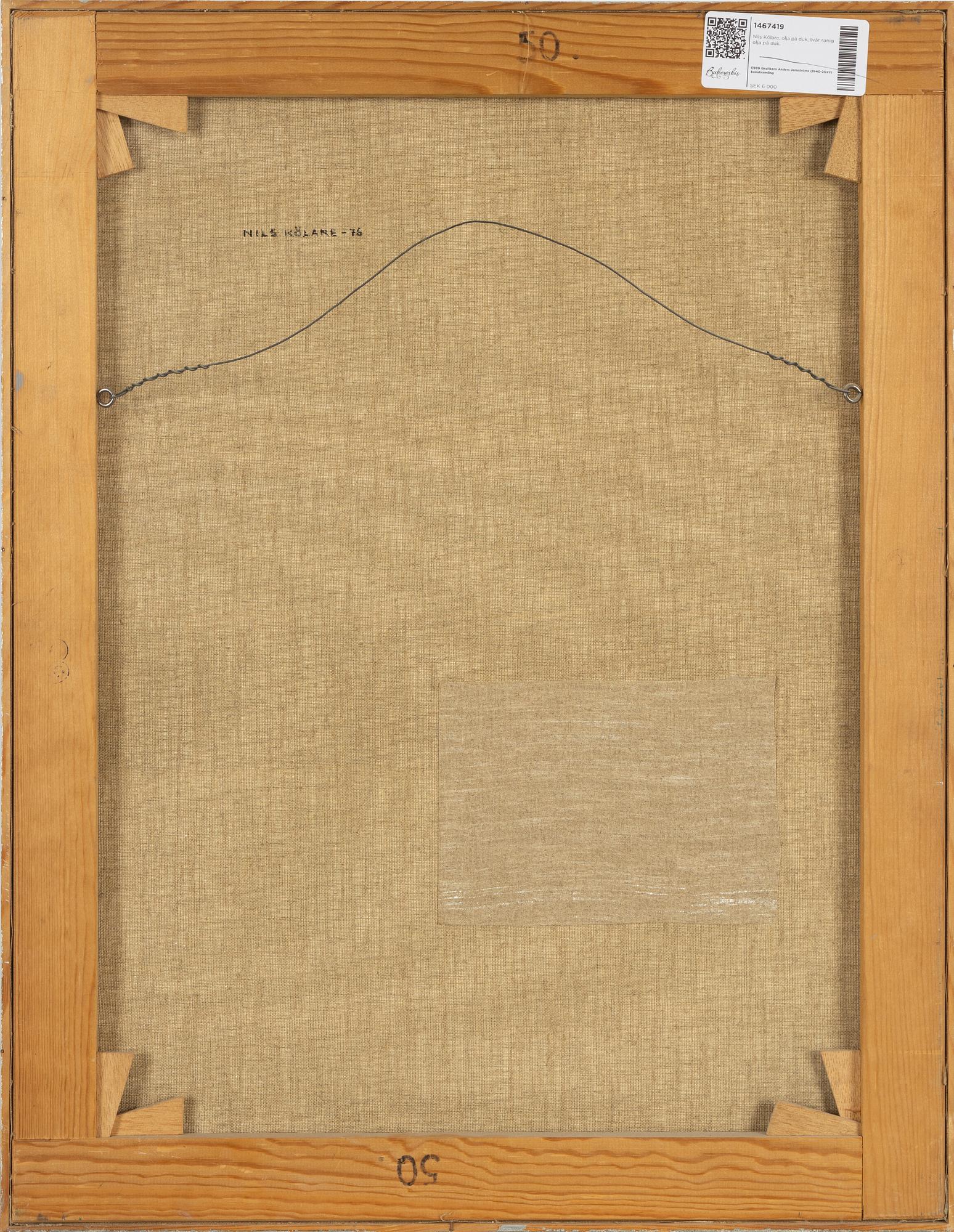 Nils Kölare, oil on canvas, signed and dated -76 verso.