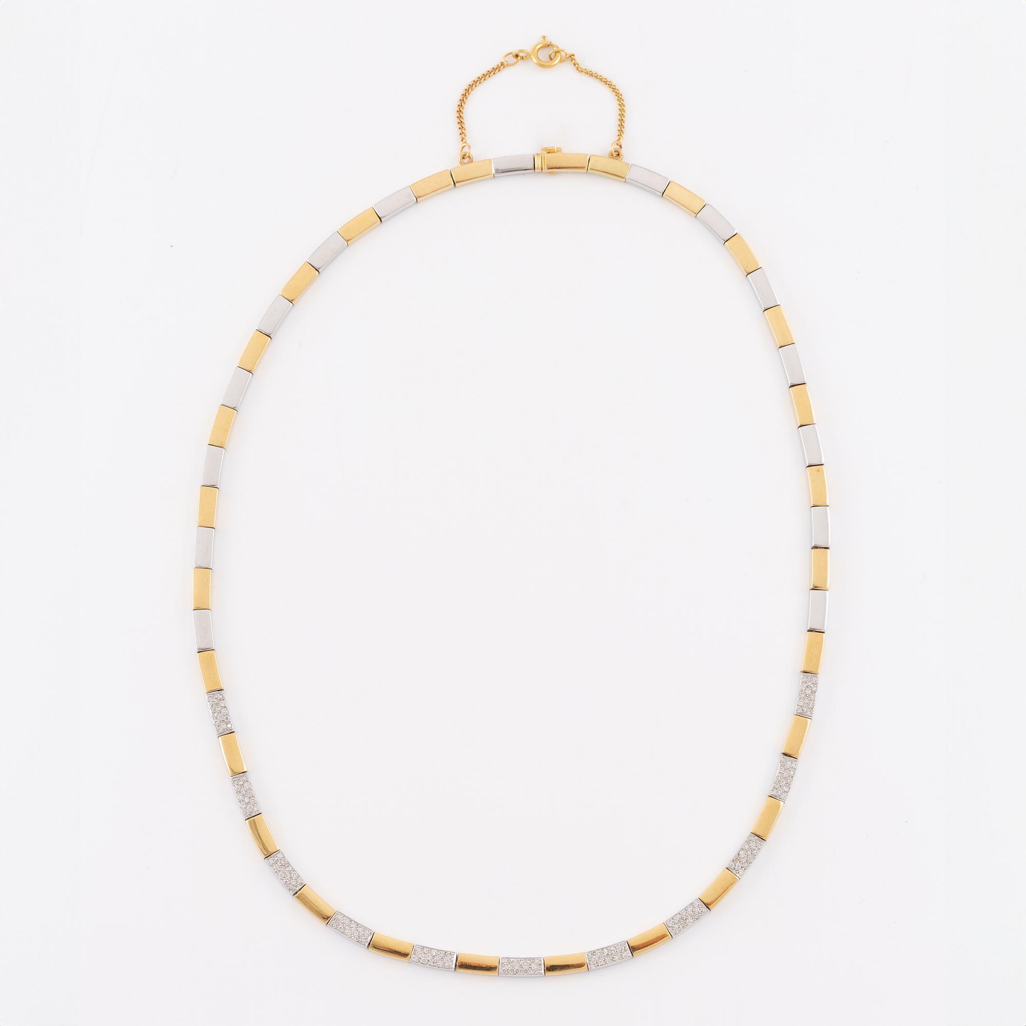 Collier, Jarl Sandin, 18K guld och vitguld med små briljantslipade diamanter.