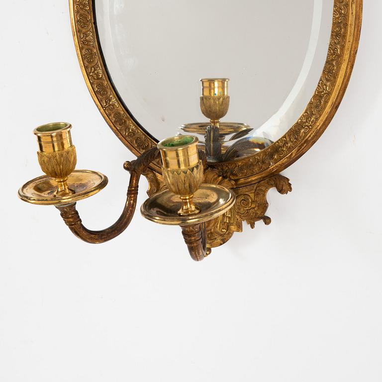 Spegellampetter, ett par, Frankrike, Louis XIV-stil, 1800-tal, efter förlaga av Daniel Marot (1661-1752).