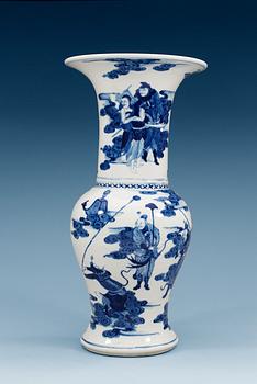 1763. A blue and white Kangxi style vase, late Qing dynasty (1644-1912).
