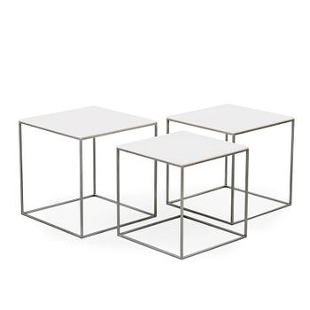 A Poul Kjaerholm 'PK-71' set of occasional tables, Fritz Hansen, Denmark.