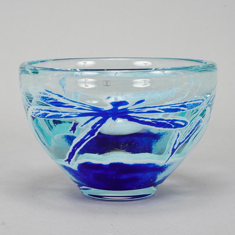 Astrid Gate, skål, glas, "Trollslända", Johansfors, Limited Edition, nr 62/299.