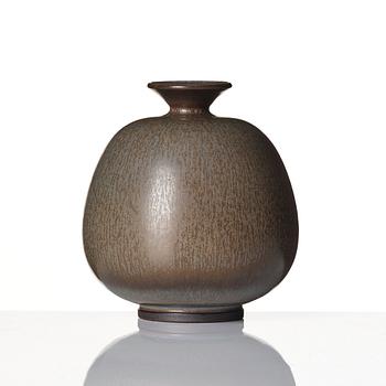 Berndt Friberg, a set of two stoneware vases and a bowl with rabbit's fur glazes, Gustavsberg Studio, Sweden, dated 1944-45, 1956, 1958.