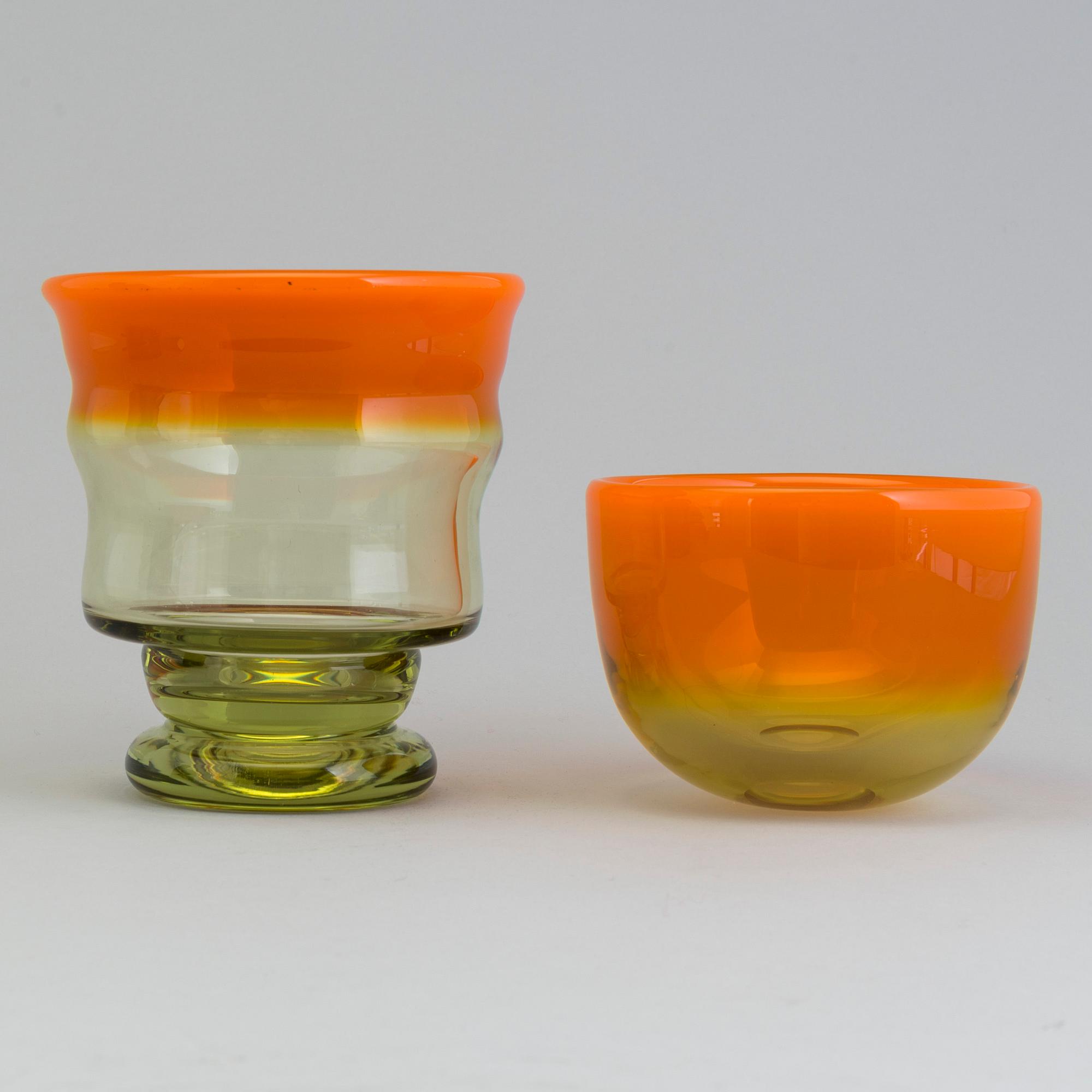 EVA ENGLUND, vas samt skål, glas, Pukeberg, design Eva Englund.