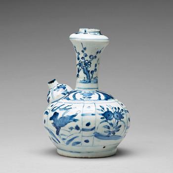 885. A blue and white kraak kendi, Ming dynasty, Wanli (1573-1620).