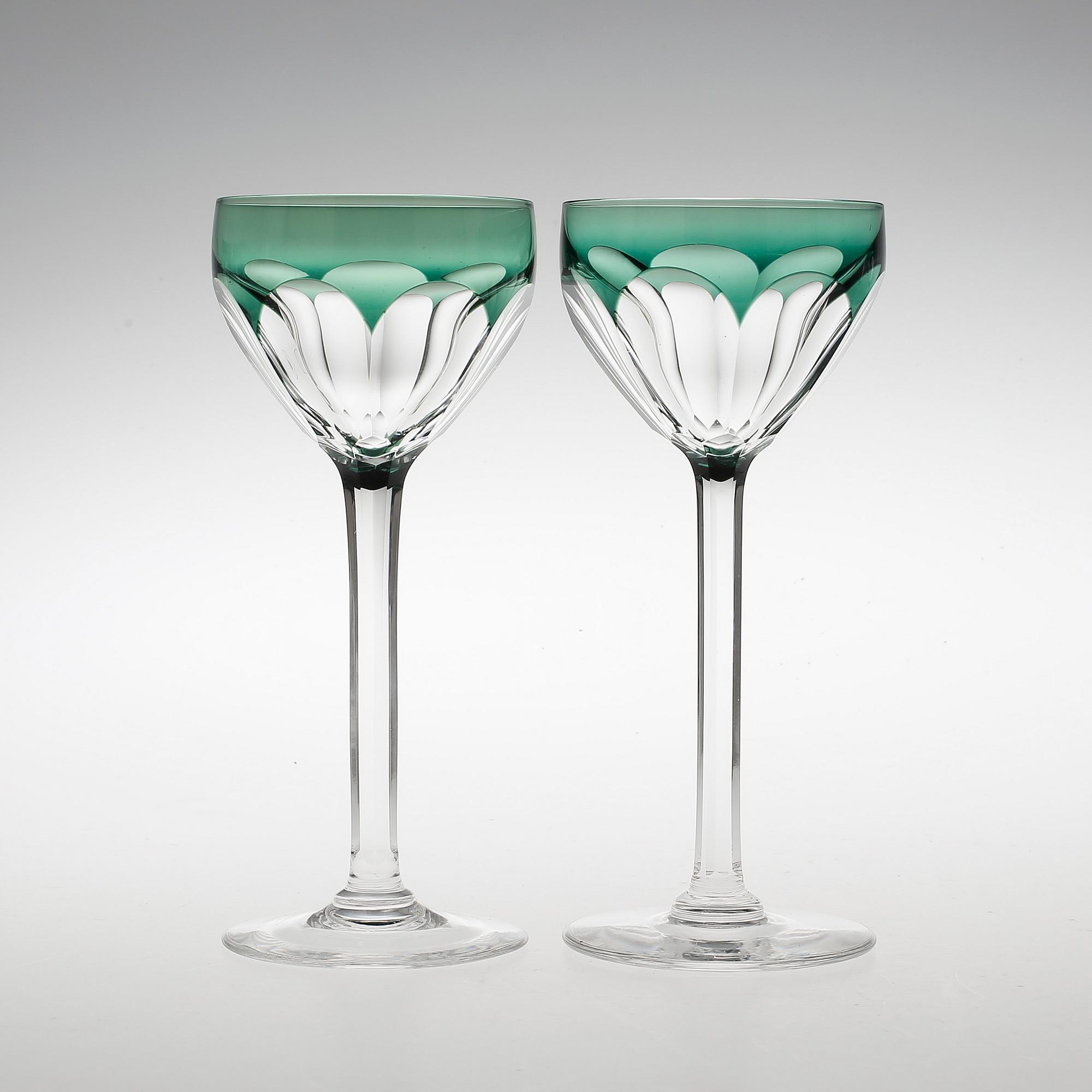 VITVINSGLAS, 12 stycken. Val Saint Lambert, Belgien, 1950-tal.