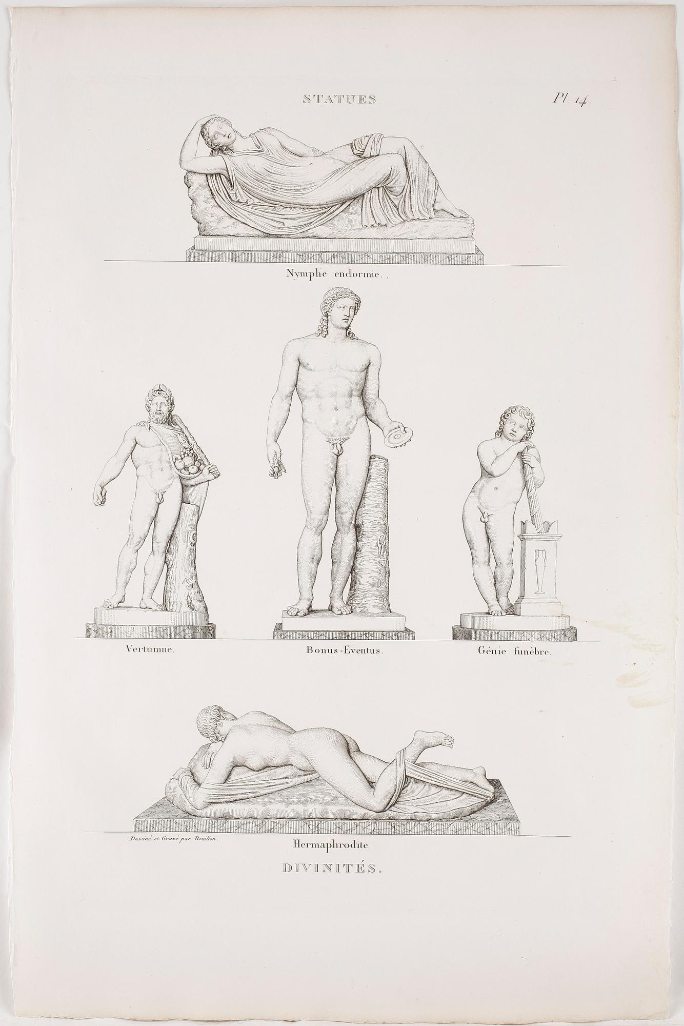 PIERRE BOUILLON, Kopparstick, 2 st, 1800-talets första fjärdedel.