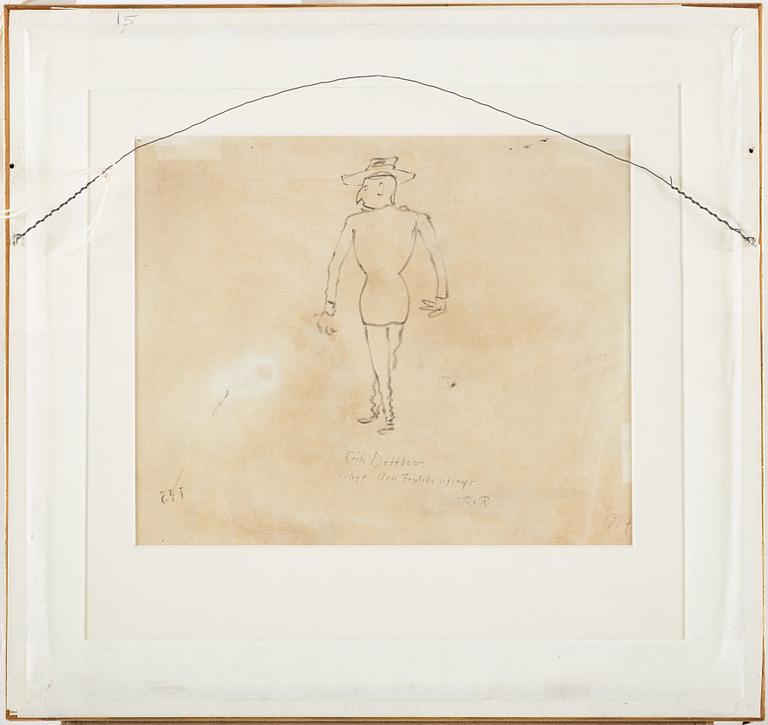 Axel Fridell, mixed media on paper, signed.