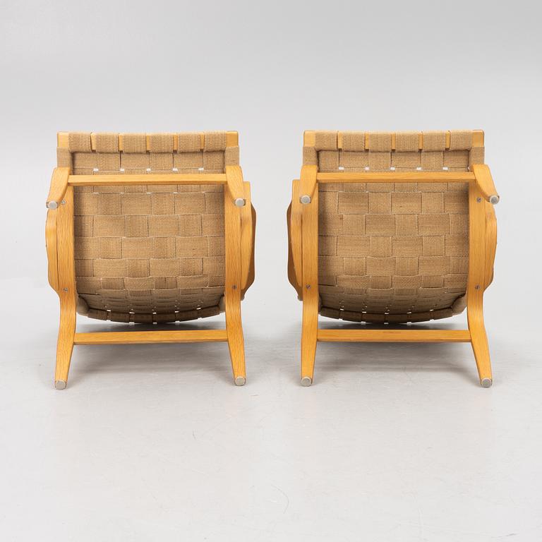 Bruno Mathsson, a pair of 'Eva' armchairs, Firma Karl Mathsson, Värnamo, 1973.