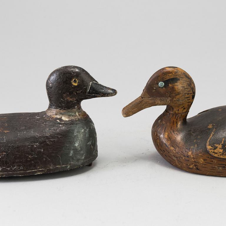 Two painted wood duck decoys early 20th century.
