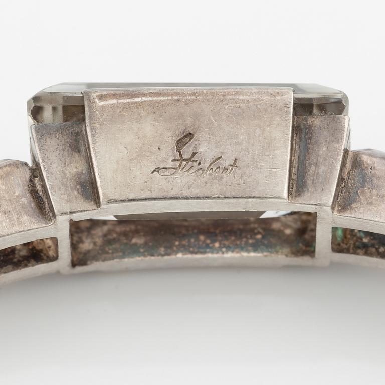 Bracelet silver with step-cut rock crystal, Stigbert.