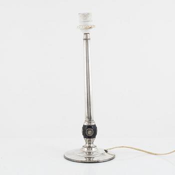 Bordslampa, nysilver, Swedish Grace, GAB, 1900-talets första hälft.