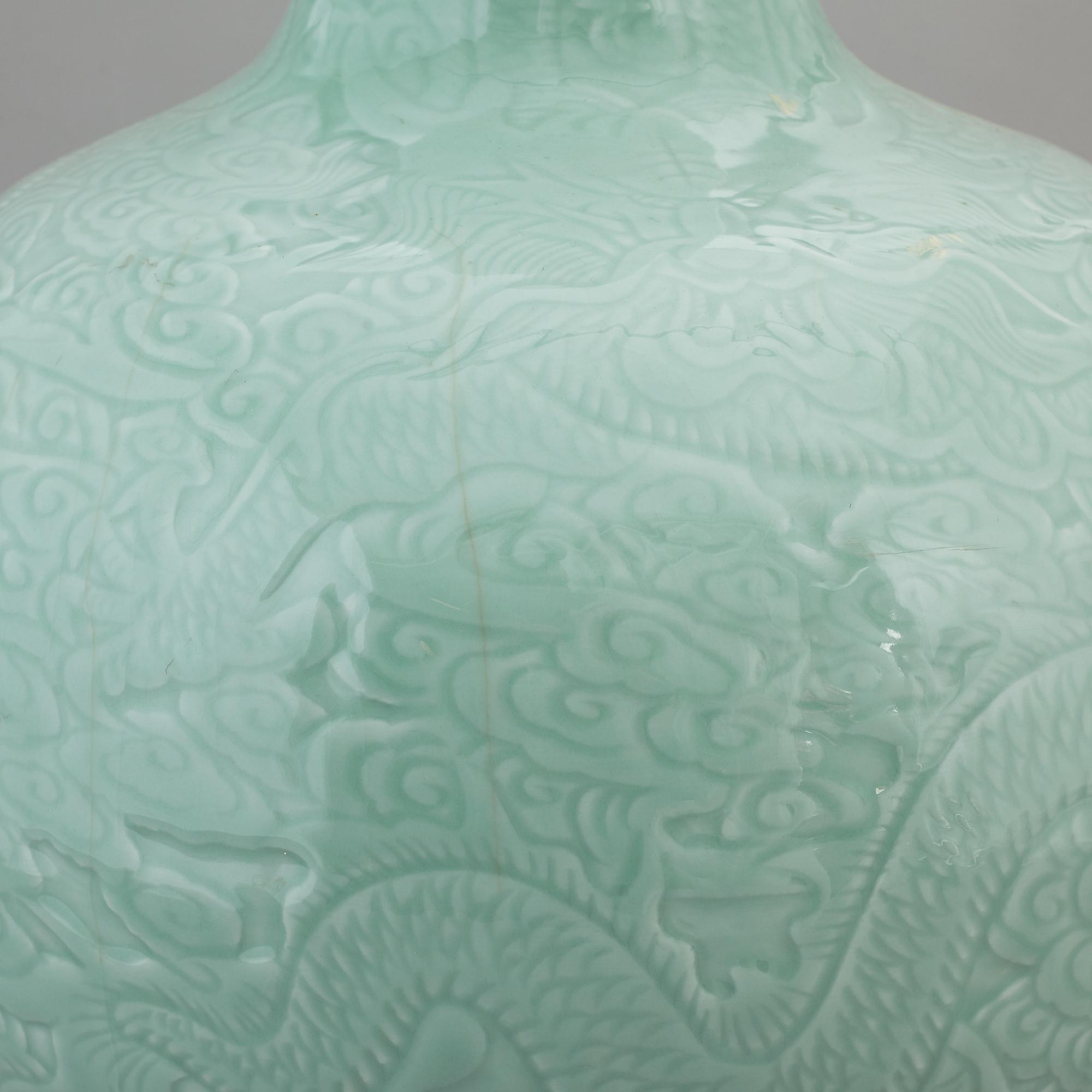 A large Chinese celadon glazed vase, second half of the 20th century.