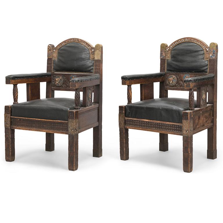 A pair of early 20th century armchairs.