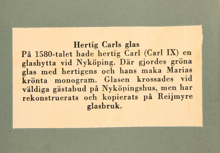 GLASSERVIS, 82 delar, kopia efter Hertig Carls glas, Reijmyre.