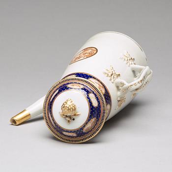 An enamelled coffee pot with four cups and three stands, Qing dynasty, Jiaqing (1796-1820).