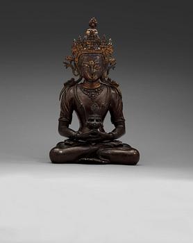 195. A bronze figure of Amitayus, Pala-Sena style, late 17th/early 18th Century, possibly Eastern Tibet.