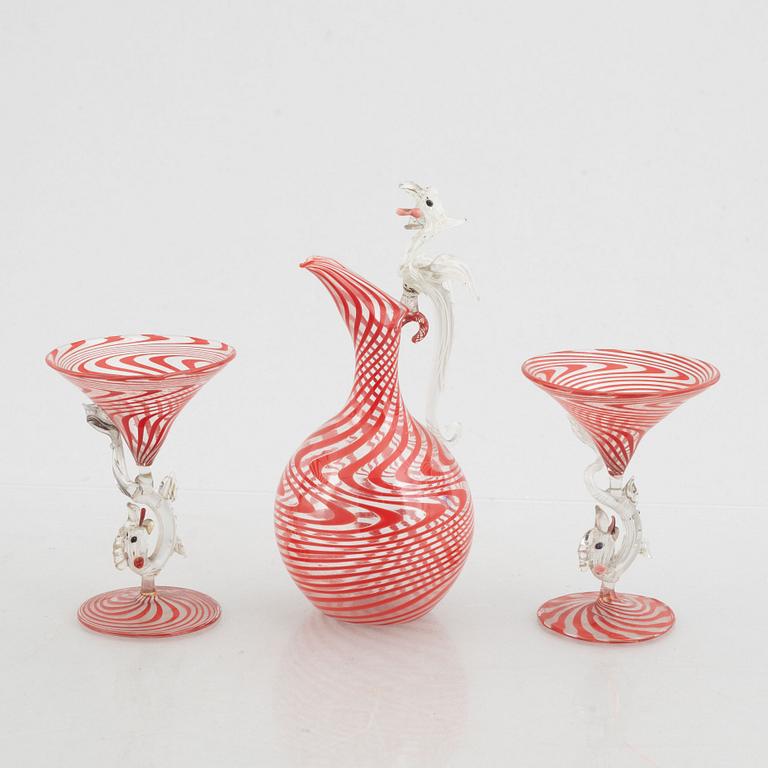 Fritz Lampl, three glass service pieces, Bimini, Vienna, 1920s/30s.