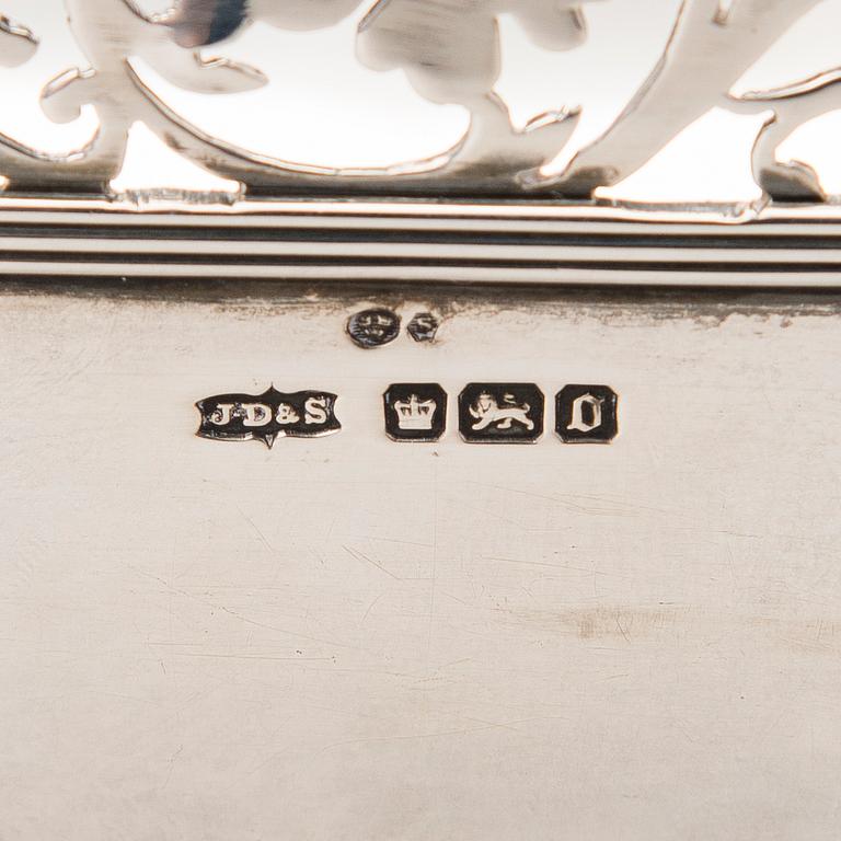 A footed bowl with pierced rim, mark of James Dixon & Sons, Sheffield 1906.