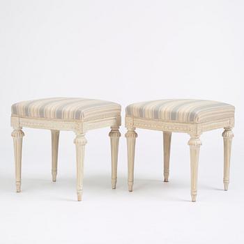 A pair of Gustavian stools by E. Öhrmark (master in Stockholm 1777-1813).