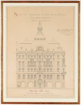 ARKITEKTRITNING, blandteknik, 1800-tal.