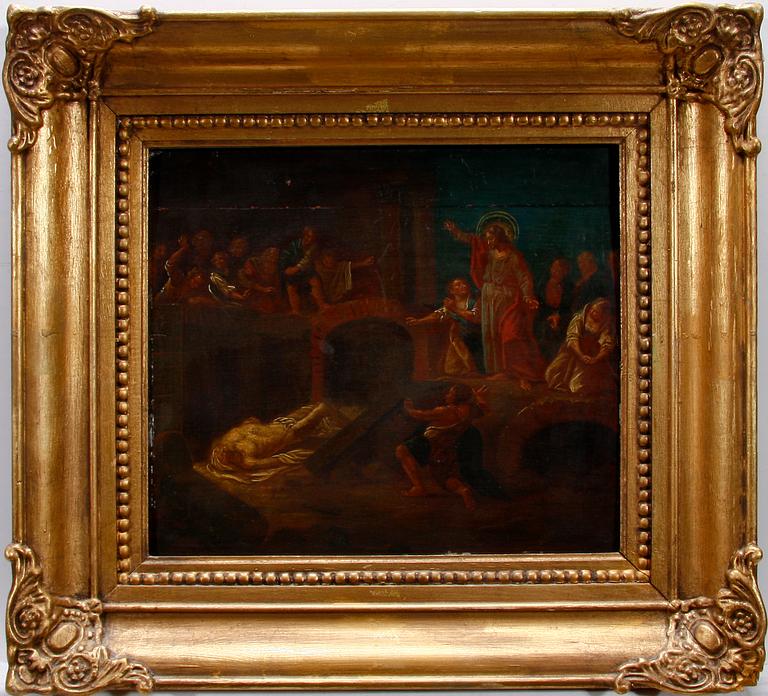 OKÄND KONSTNÄR. Olja på pannå, 1700-tal.