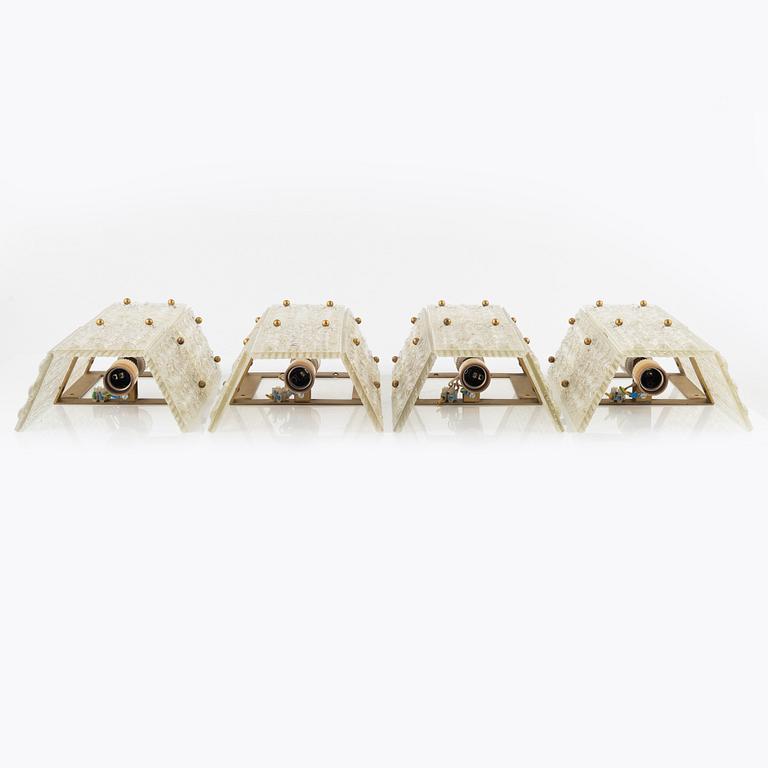 Carl Fagerlund, four wall lamps, Orrefors, Sweden, second half of the 20th century.