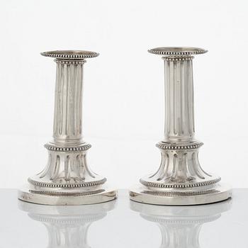 A pair of Swedish Gustavian travel candlesticks, mark of Johan Henrik Schvart, Karlskrona 1789.