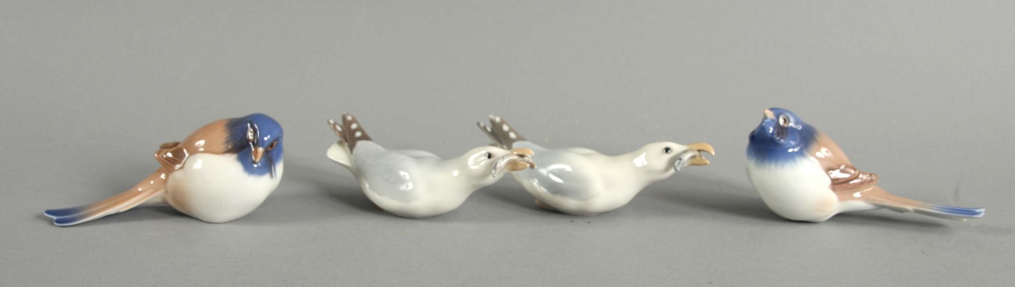 FIGURINER, 4 st, porslin, Royal Copenhagen samt Bing o Gröndahl.