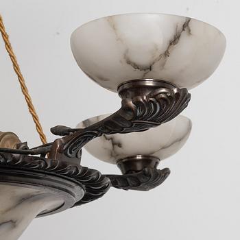 A alabaster ceiling lamp, 1920s.