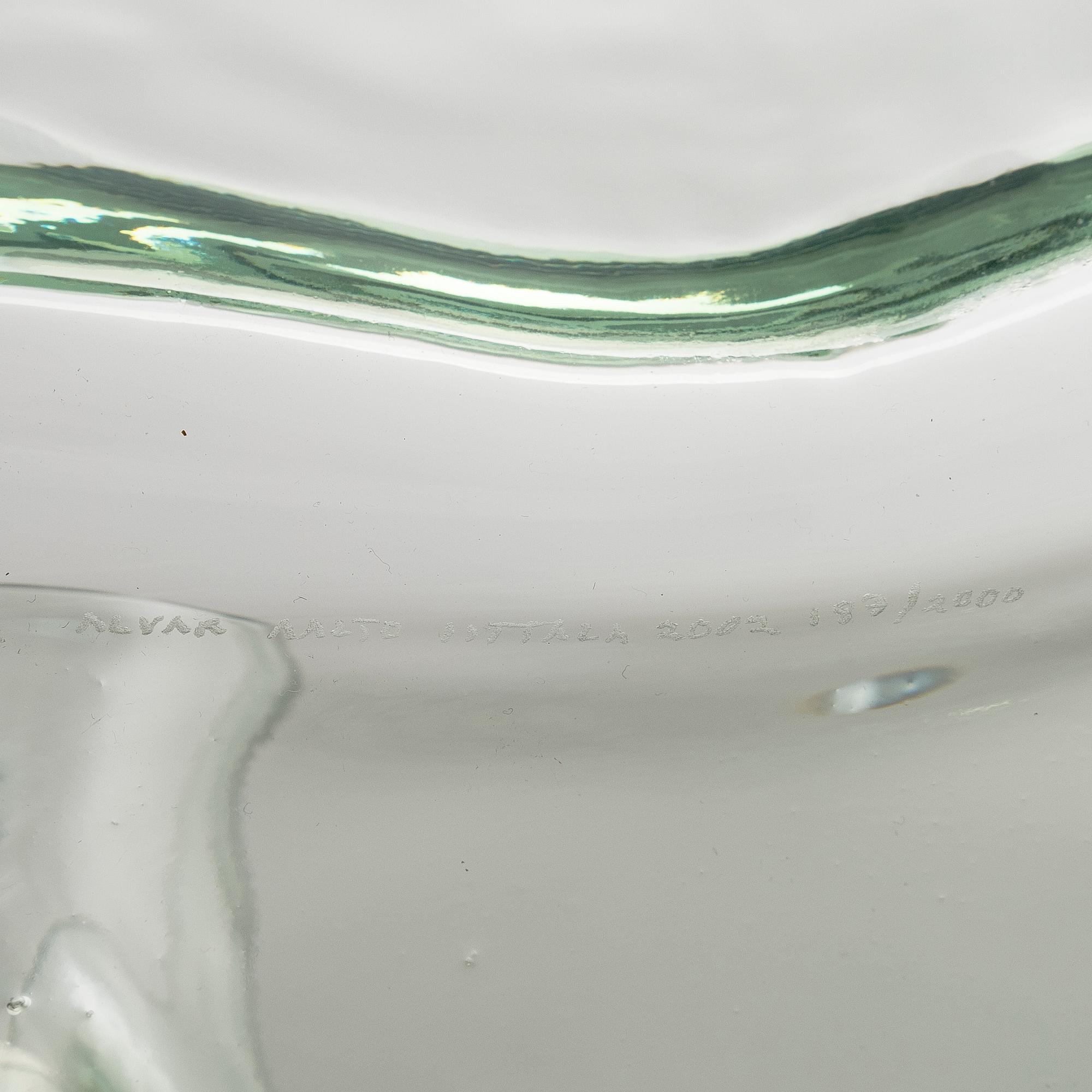 Alvar Aalto, a glass vase model 3031, signed Alvar Aalto Iittala 2002 and numbered 187/2000.