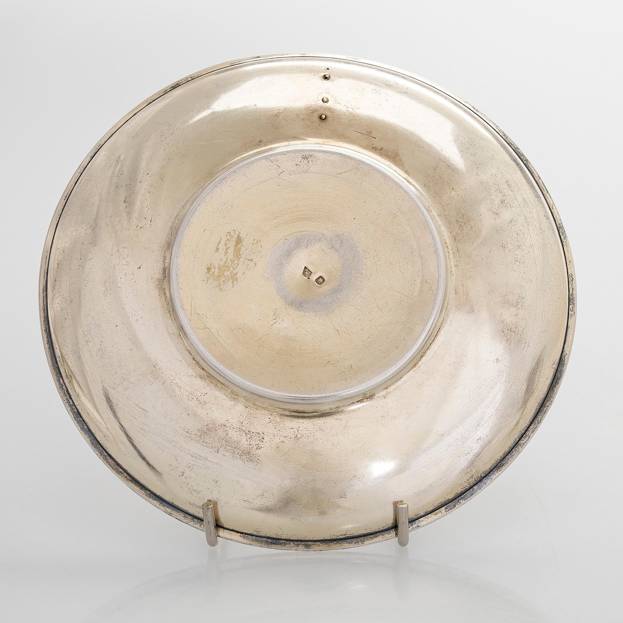 Philippe Berthier, bägare med fat, silver (.950), diamanter, Paris, 1800-talets mitt.