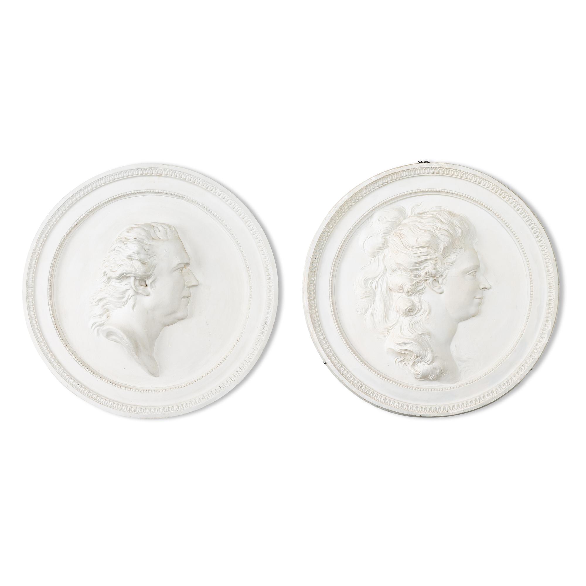 Portrait medallions, a pair, after Johan Tobias Sergel (Sweden 1740–1814),